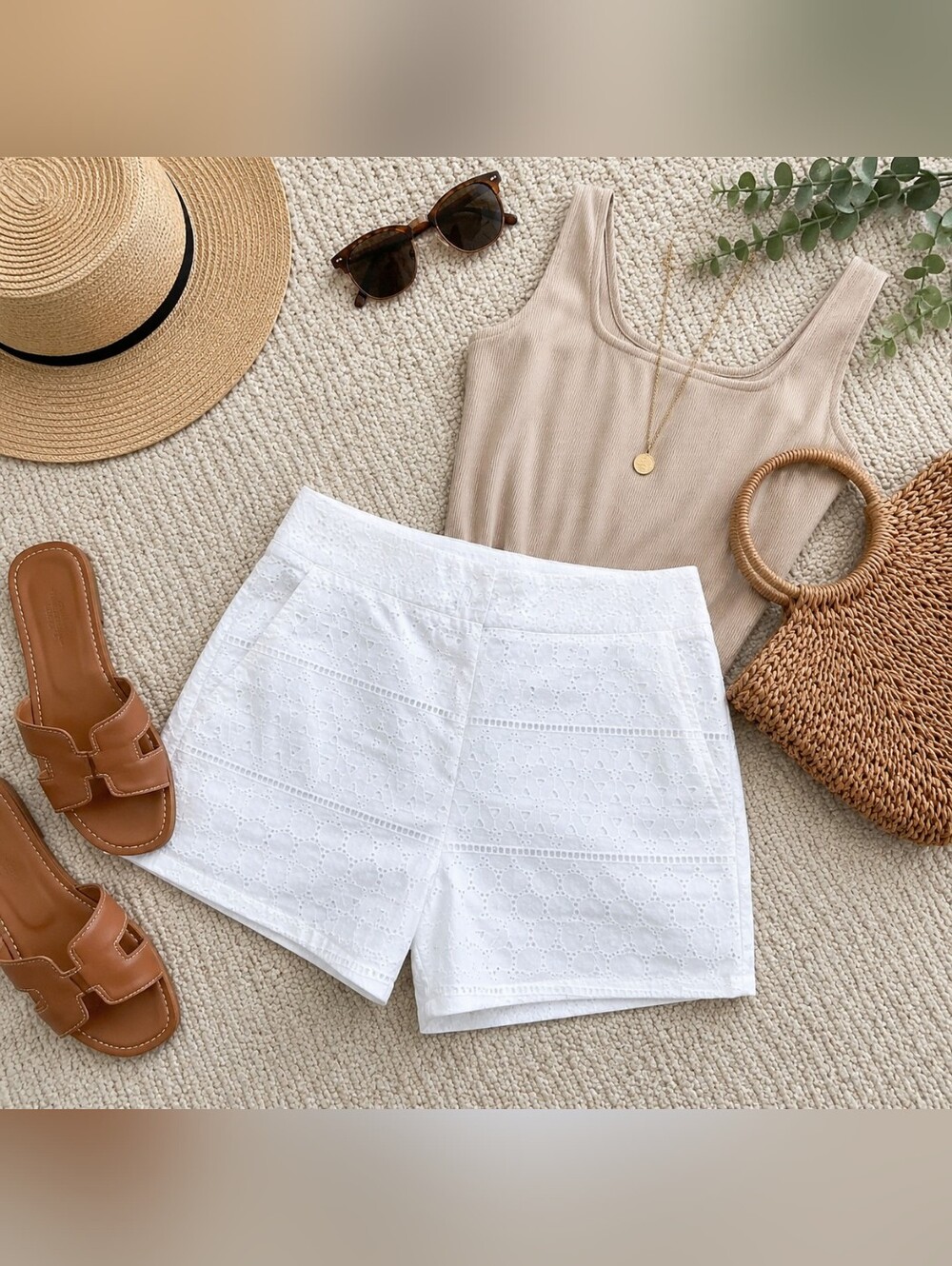 Cremieux White Eyelet Lace Shorts Lined Preppy Summer Size 8 NWT